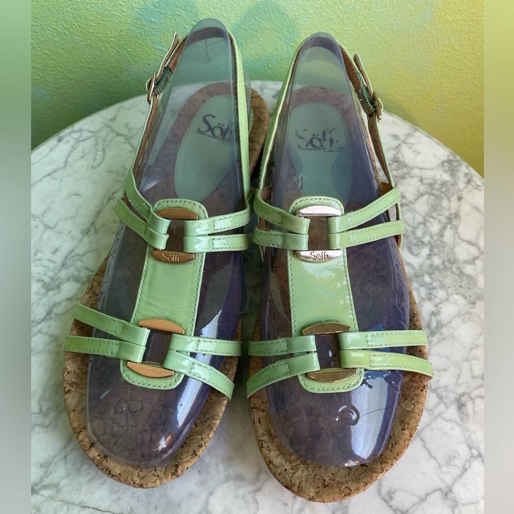Soft Brand Pale Green Cork Sole Sandals